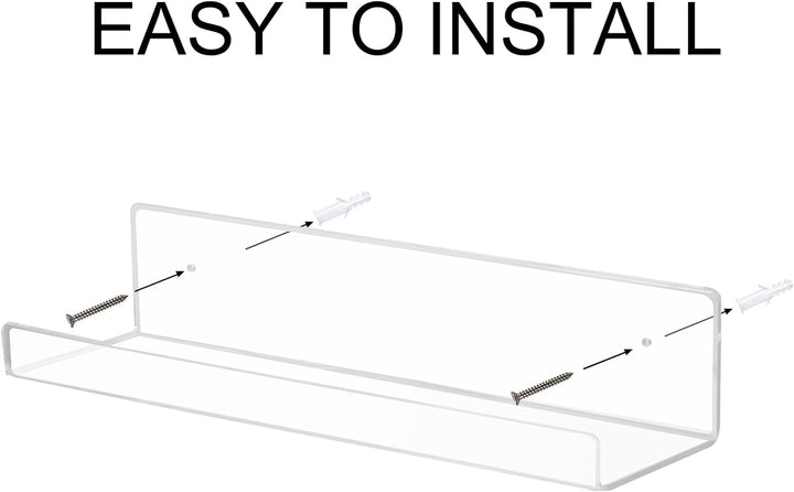 ECOSEAO Acryl-Sich hin- und herbewegende Regale, klare Display-Regale, an der Wand befestigtes Büche