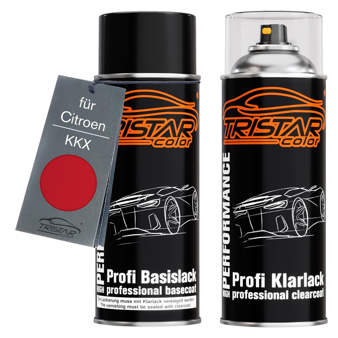 TRISTARcolor Autolack Spraydosen Set für Citroen KKX Rouge Tiziano Basislack Klarlack Sprühdose 400m