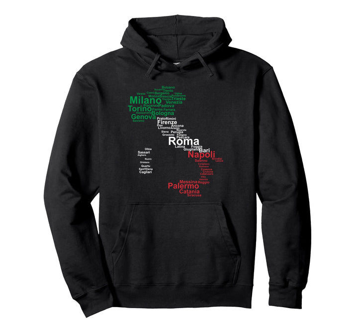 Italien Karte Umriss Flagge Städte Rom Mailand Italia Reise Pullover Hoodie