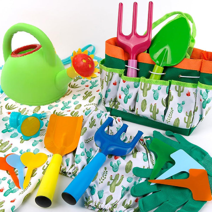 ENIKMOSD Gartengeräte für Kinder,18pcs Gartenspielzeug Set,Spielwerkzeuge für den Strand Gartenspiel