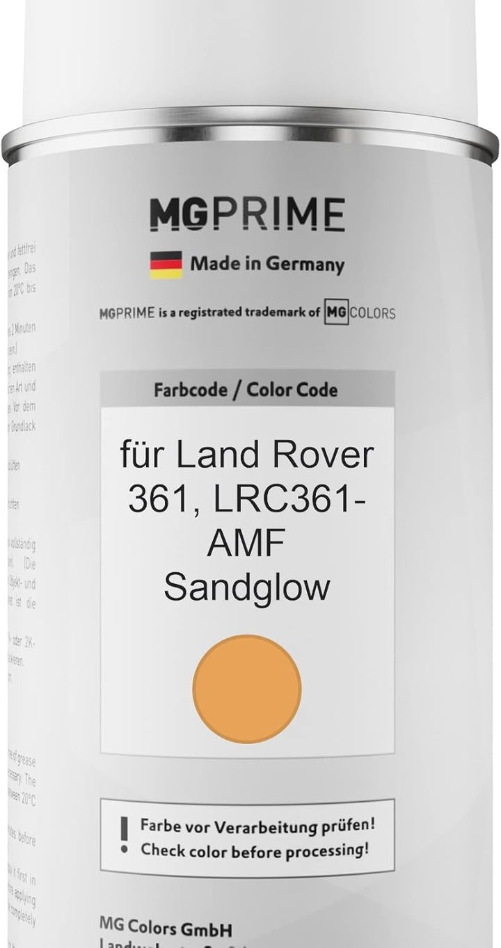 MG PRIME Autolack 2K Spraydosen Set für Land Rover 361 / LRC361-AMF Sandglow Basislack 2 Komponenten