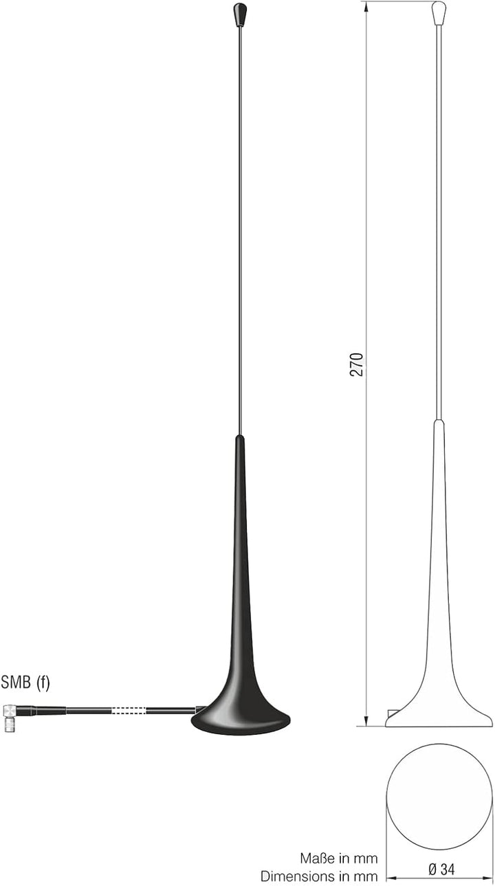 ATTB 4403.80 Magnethaftantenne (DAB+), Antennentechnik Bad Blankenburg, DAB+ Antenne, Magnetfussante