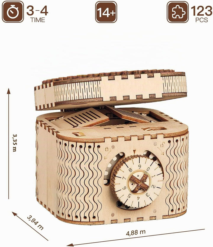 Robotime 3D Holzpuzzle Mechanische Modellbausätze Holz Puzzle Treasure Box Denksportaufgaben Knobels