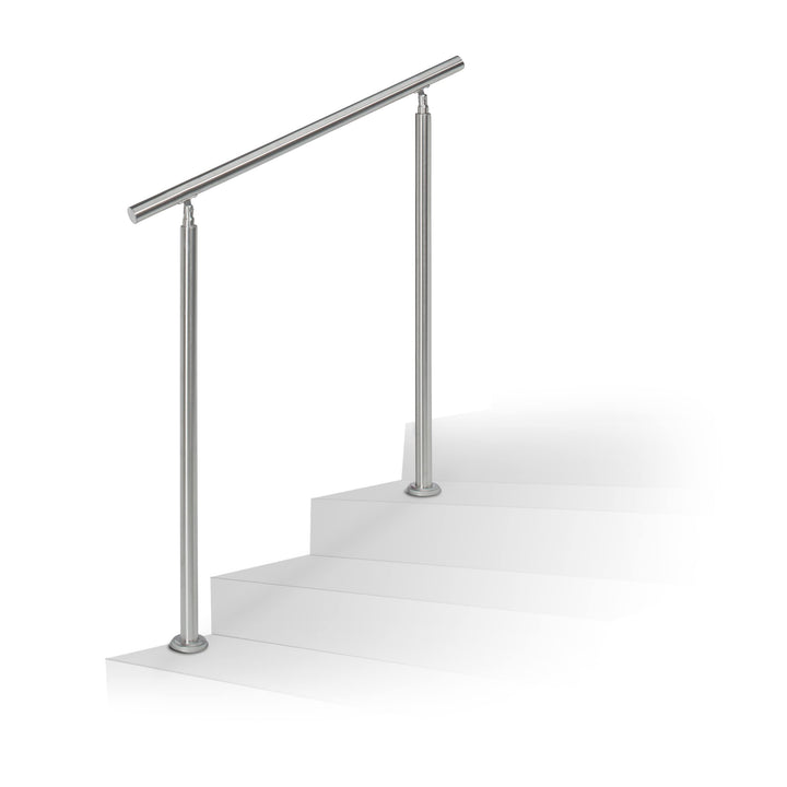 Relaxdays Treppengeländer Edelstahl Set, für Innen und Aussen, Handlauf, 1,0 m lang, 2 Pfosten, ohne