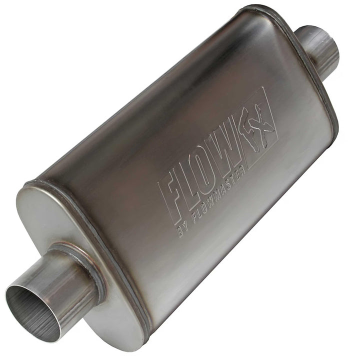 Flowmaster Flow FX Schalldämpfer - 7.6 cm Center In / 7.6 cm Center Out - Moderater Klang - Edelstah