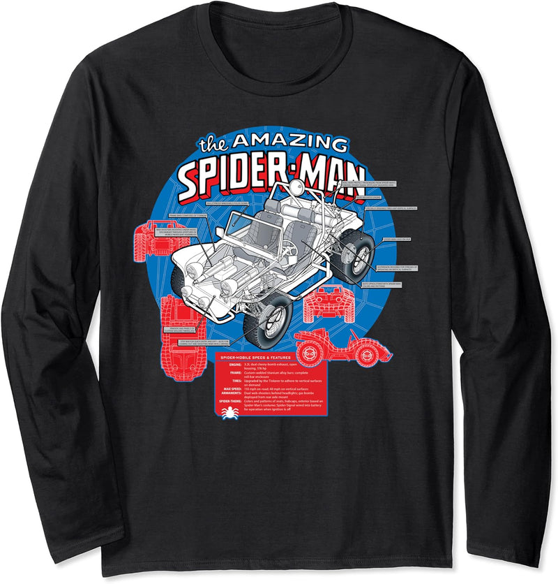 Marvel The Amazing Spider-Man Spider-Mobile Schematic Langarmshirt