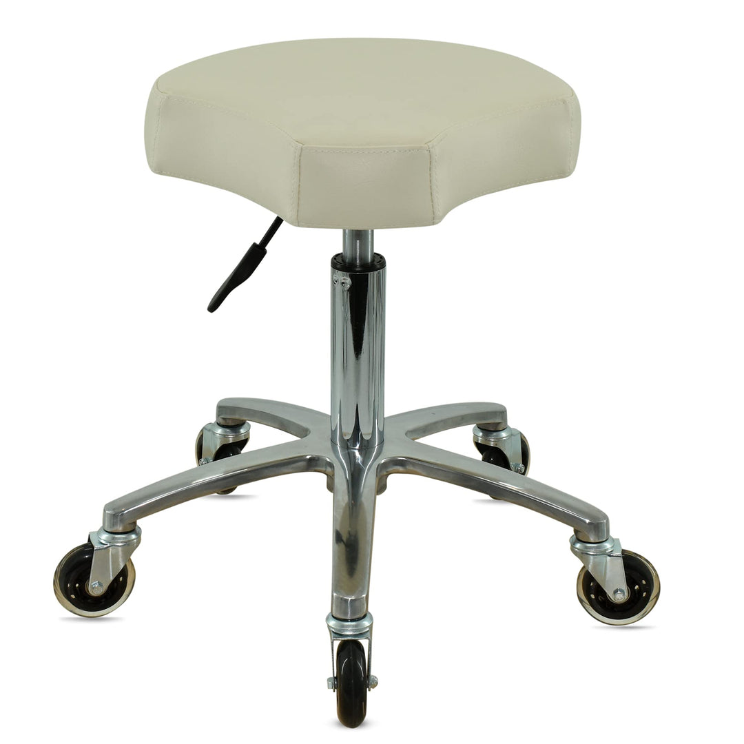 VAKON SALON - Ergonomischer Sitzhocker weiss höhenverstellbar von 50 bis 65 cm Rollhocker - Drehhock