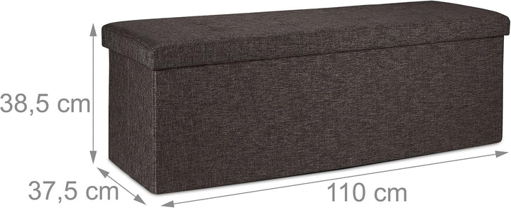 Relaxdays Sitzbank, mit Stauraum, faltbar, gepolstert, mit Trenngitter, 120 L, Flur, Schlafzimmer, T