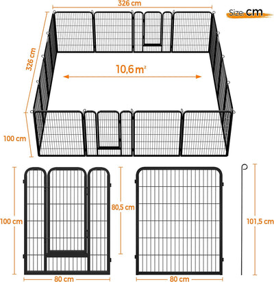 Yaheetech 16 eckig Welpenauslauf Welpenlaufstall Freigehege Welpenzaun Gehege mit 2 Türen je Panel 8