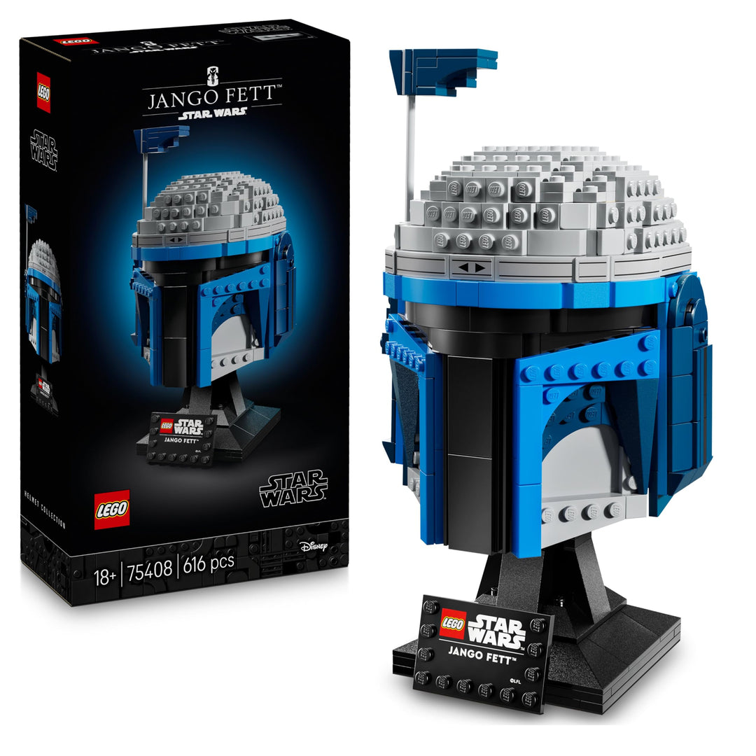 LEGO Star Wars 75408 Jango Fett Helm - Mandalorian Bauset für Erwachsene - Modell mit Ständer, Namen