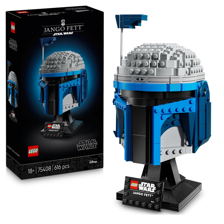 LEGO Star Wars 75408 Jango Fett Helm - Mandalorian Bauset für Erwachsene - Modell mit Ständer, Namen