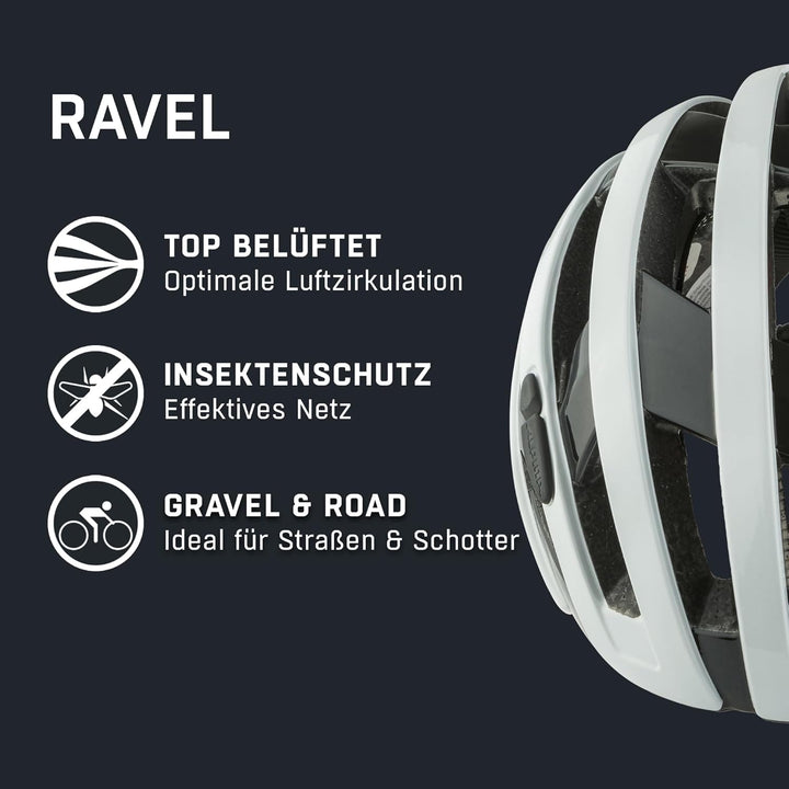 ALPINA RAVEL - Sicherer, Individuell Anpassbarer & Belüfteter Fahrradhelm White Gloss 55-59 cm, Whit