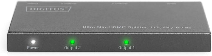 DIGITUS Ultra Slim HDMI Splitter, 1x2, 4K/60Hz HDR, HDCP 2.2, 18 Gbps, Micro USB Power
