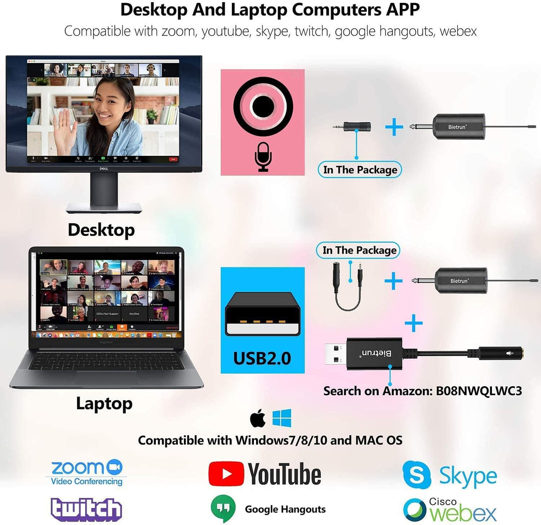 UHF Wireless Lavalier Lapel Microphone System, Kabelloses Lavalier-Mikrofon, Headset Mic, Interview
