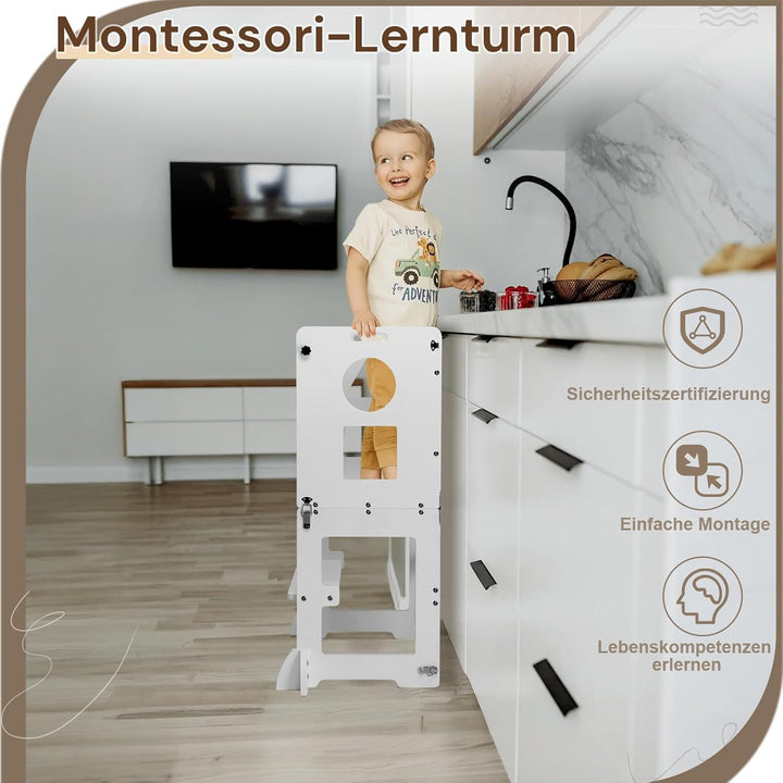 LEADZM Lernturm ab 1 Jahr，Lernturm Klappbar，Montessori Spielzeug ab 1 Jahr，Learning Tower，für Küche