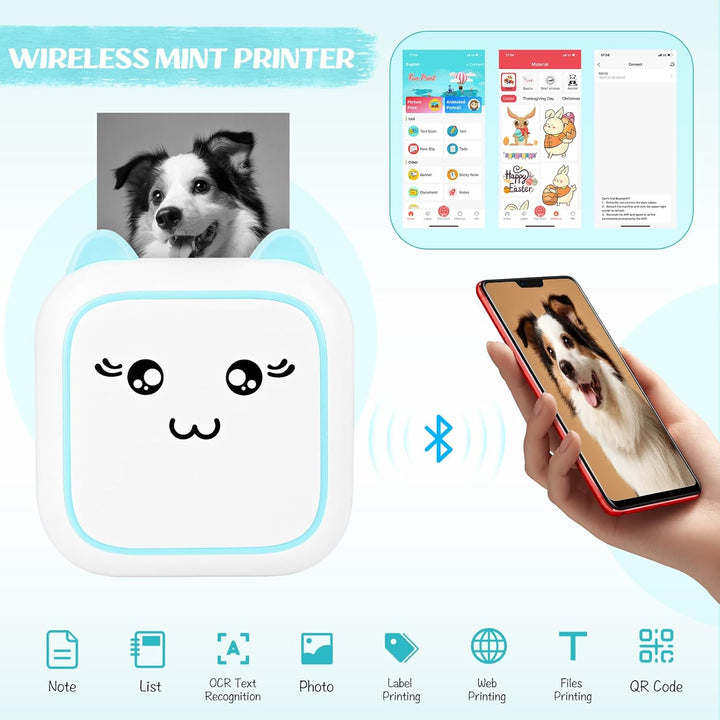 Mini Drucker, Mobiler Fotodrucker, Tragbarer Mini Fotodrucker, Bluetooth Pocket Printer, Inkless The