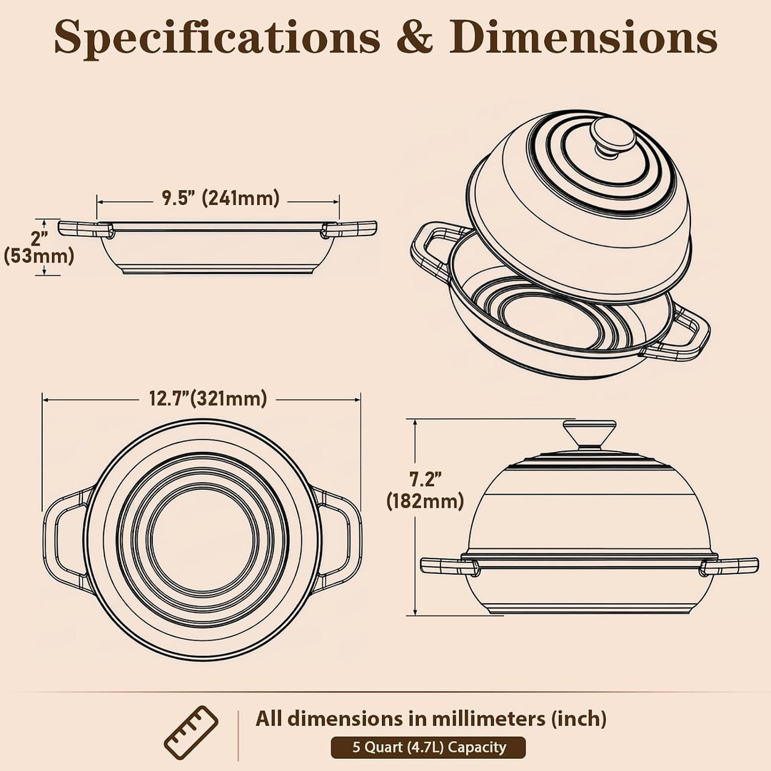 Gusseisen Topf Brot Backen, Schmortopf Gusseisen Topf mit Deckel, Dutch Oven Brotbacktopf mit Gärkor