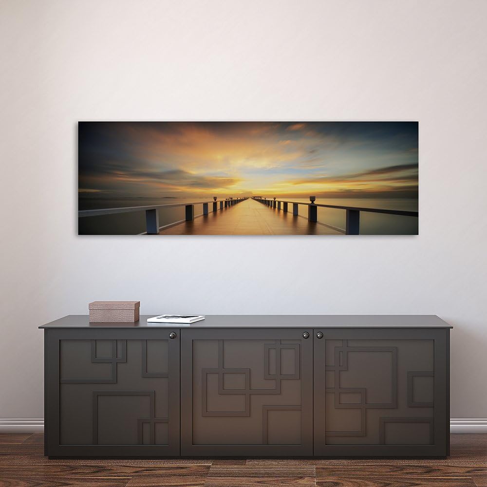 Feeby Bilder Steg Meer Wasser 100x40 cm Wohnzimmer Schlafzimmer Büro Flur Küche Wandbilder Modern Bi