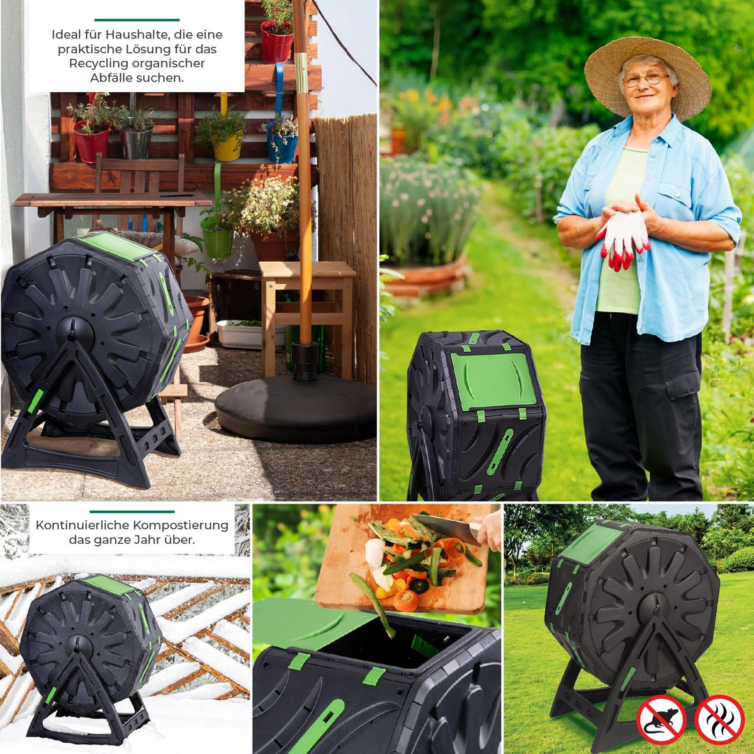 STREND PRO Mini-Balkomposter 70 l – Tumbling-Komposter für schnellen und hochwertigen Kompost
