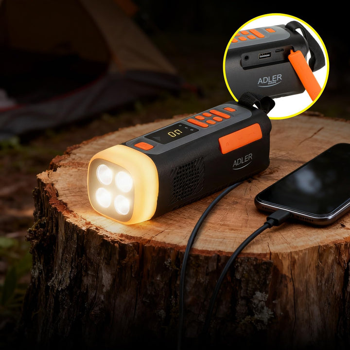 Adler AD 1920 Notfallradio mit Solarpanel Handgenerator und Powerbank 4500mAh FM AM SW Bluetooth 5.0