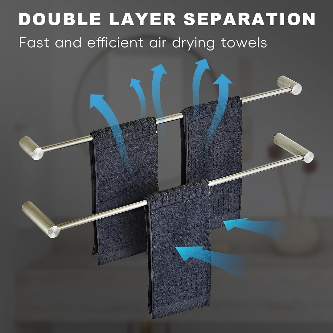 Leekayer 78cm Badezimmer Handtücherstange 2 Set Nickel, Wandhandtücherhalter, Edelstahl, Schraubenbo