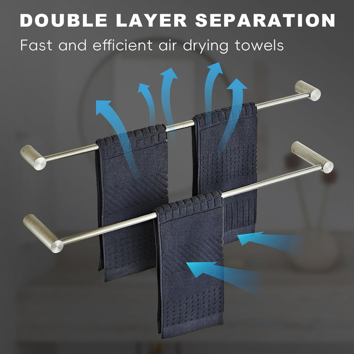 Leekayer 78cm Badezimmer Handtücherstange 2 Set Nickel, Wandhandtücherhalter, Edelstahl, Schraubenbo