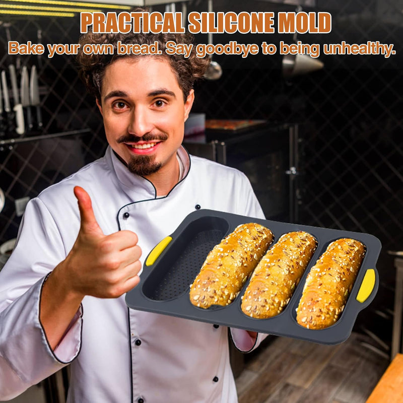 Brötchen Backform Silikon, Brotbackformen Silikon Set, Mini Baguette Backform, Backform Baguette Bro
