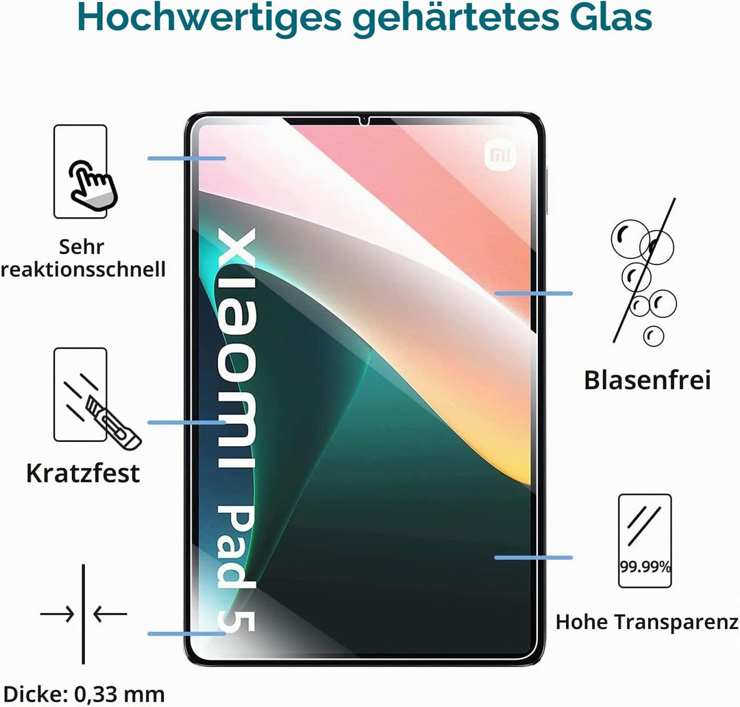 Tastatur Hülle mit Schutzfolie für Xiaomi Pad 5/5 Pro 11 Zoll 2021 Tablet, Hülle mit Stifthalter, Sl