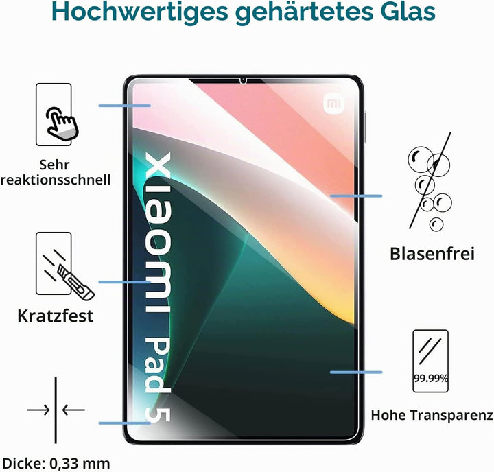 Tastatur Hülle mit Schutzfolie für Xiaomi Pad 5/5 Pro 11 Zoll 2021 Tablet, Hülle mit Stifthalter, Sl