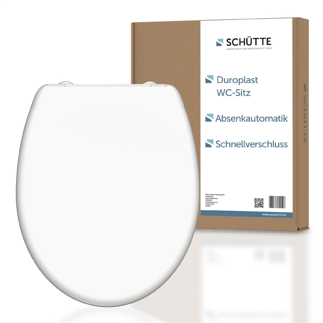 SCHÜTTE WC-Sitz mit Absenkautomatik/Abnehmbarer Klodeckel aus bruchsicherem Duroplast/Innovative DIY