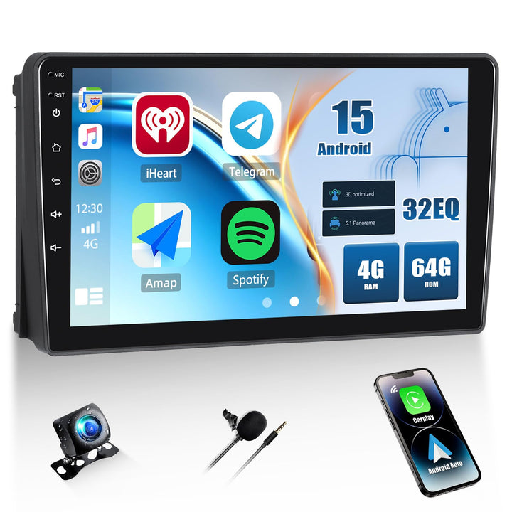 CAMECHO 4+64G 9 Zoll Autoradio für Ford Transit 2009-2016 Focus 2005-2008 mit Rückfahrkamera, Androi