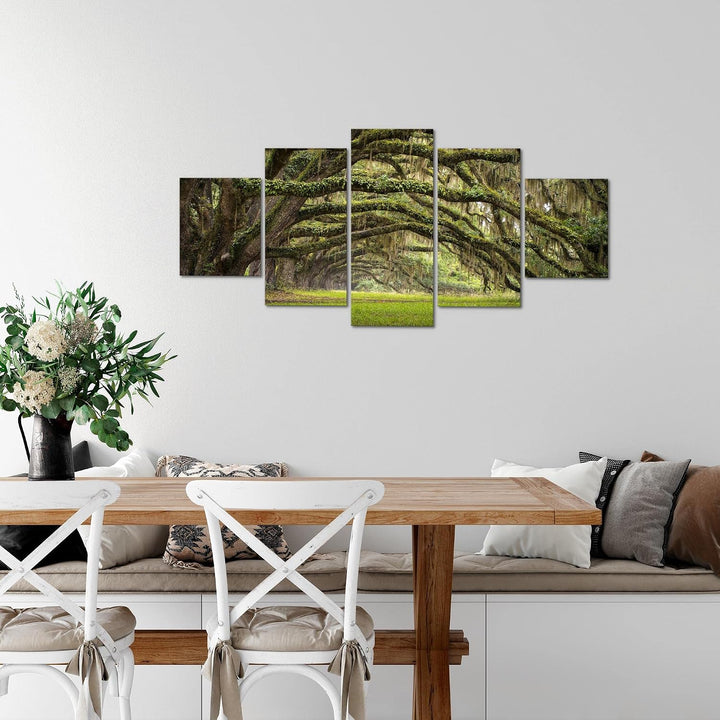 Runa Art Wandbilder Wald Landschaft 5 Teilig Bild auf Vlies Leinwand Deko Schlafzimmer Wohnzimmer Na