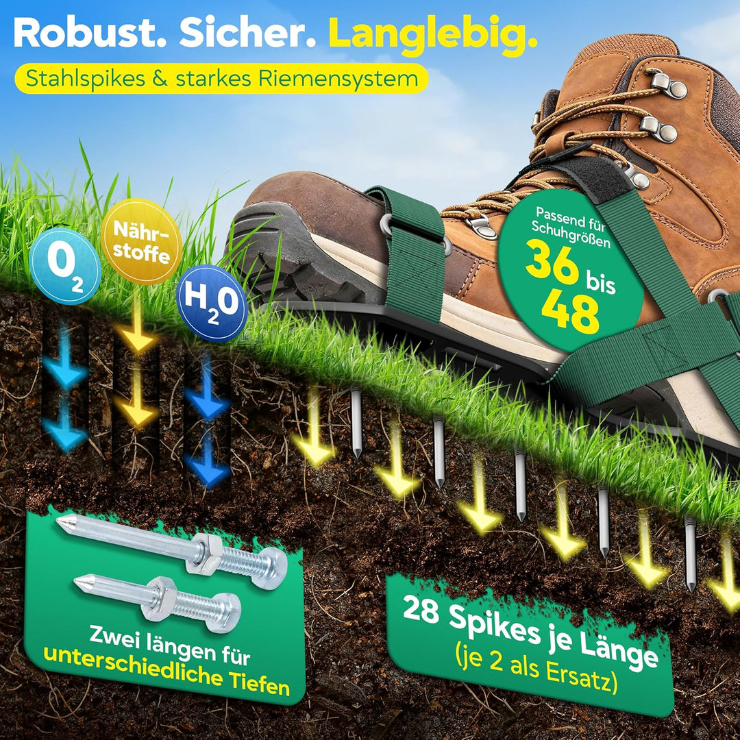 Caveon® Premium Nagelschuhe – Rasenbelüfter & Estrichschuhe mit Klettverschluss für sichtbar dichter