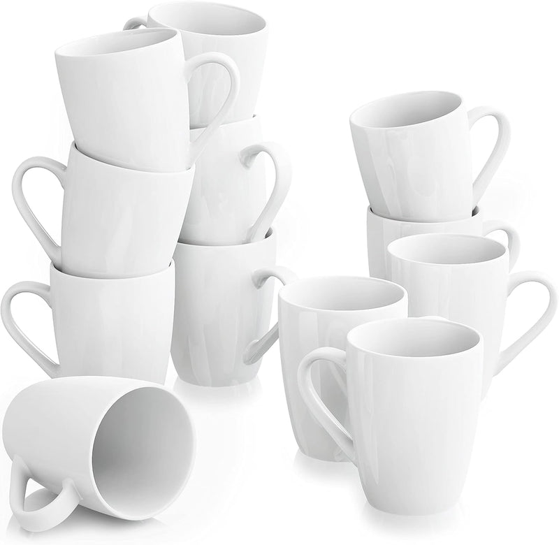 MALACASA, Serie Elisa, 12 teilig Becher Set Porzellan Kaffeebecher Kaffeetasse 12 Stück (1er Pack) B