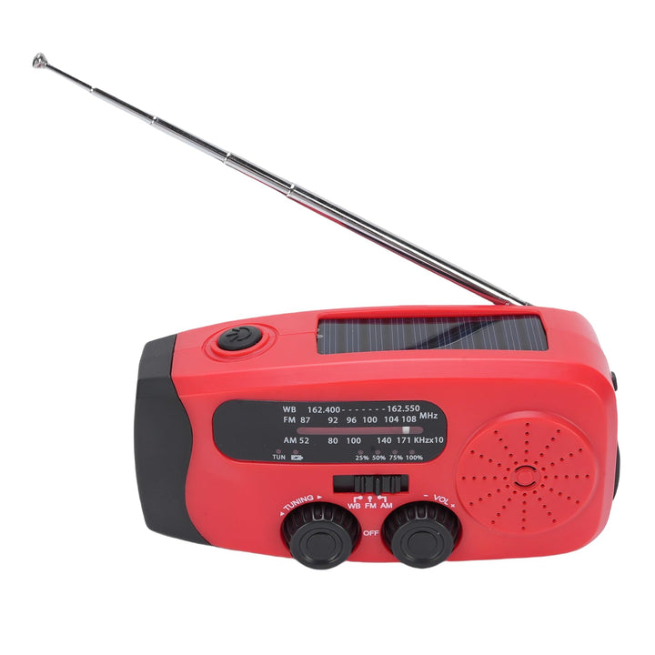 YWBL-WH Notfall-Kurbelradio, 2000 MAh, Solarbetriebenes NOAA-Wetterradio mit AM FM WB, LED-Taschenla