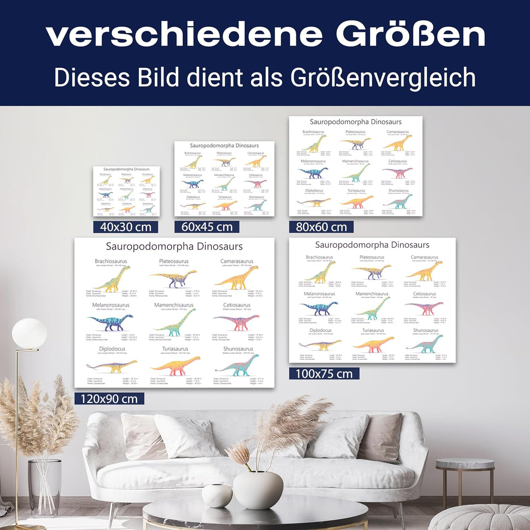 wandmotiv24 Leinwandbild Tiere, 80x60cm, Querformat, Dinosaurier, Deko, Bilder auf Leinwand, Wanddek