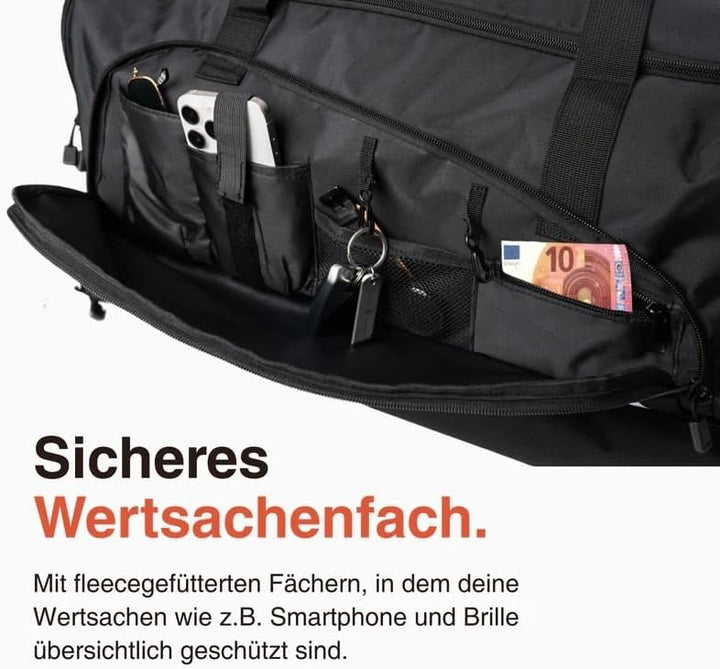 LODA - Trolley (75L) - Multifunktionale Sporttasche mit Rollen, Teleskopgriff & Rucksackfunktion - S