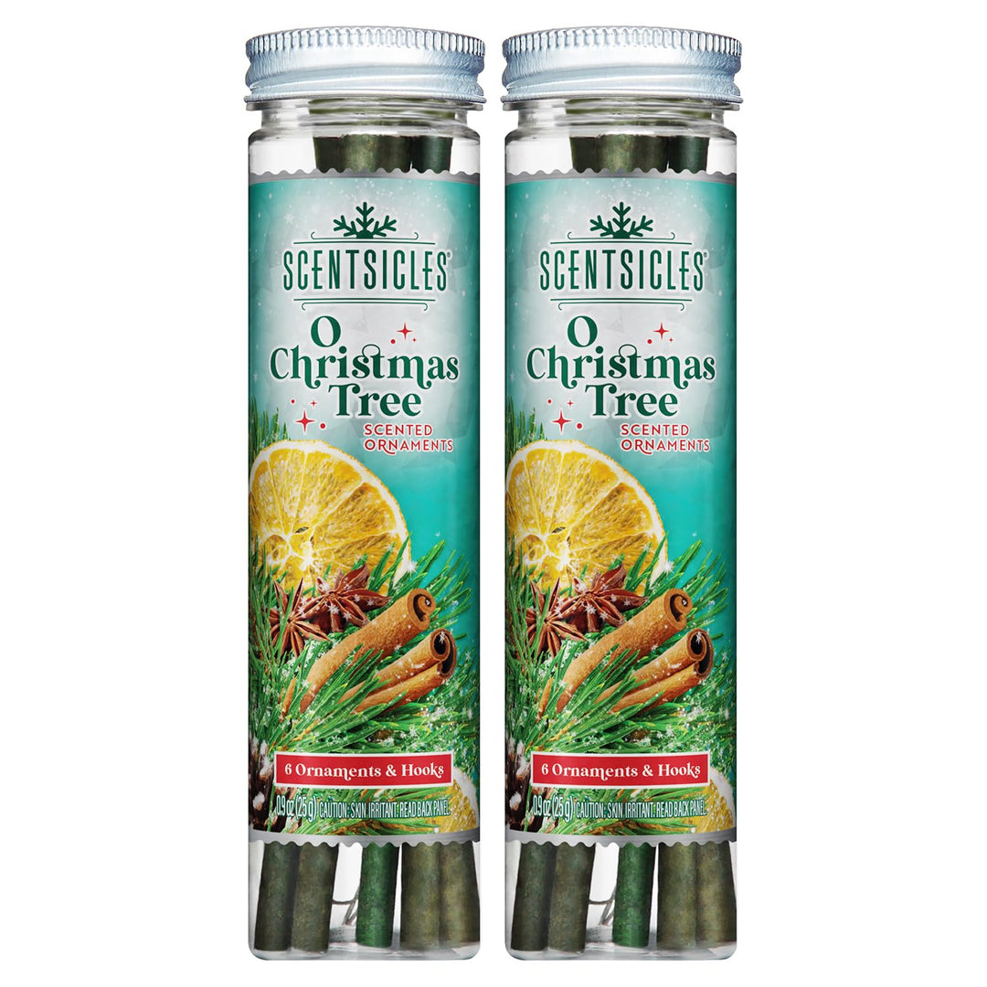 Scentsicles O Christmas Tree-Duftschmuck mit Haken, 2 Flaschen (insgesamt 12 Stäbchen) | Scentsicles