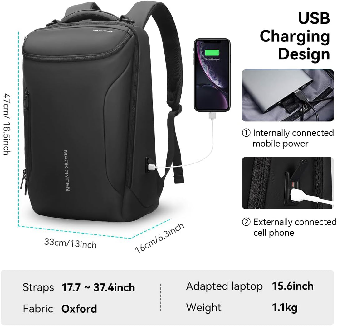 MARK RYDEN Grosse Kapazität Laptop Rucksack mit USB 17.3 Zoll/15.6 Zoll für Männer Multifunktionsruc
