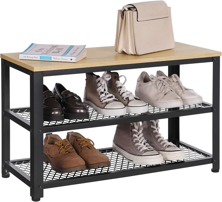 ACAZA Schuhbank, Schuhregal mit 3 Ebenen, Metallgestell, für Eingang, Wohnzimmer, Flur – 73 x 30 x 4