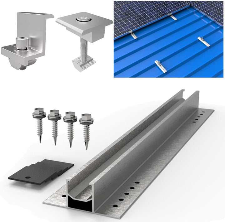 Solarmodul Alu Halterung Befestigungssystem Trapezblech PV Befestigungsschiene Schiene 400MM Endklem