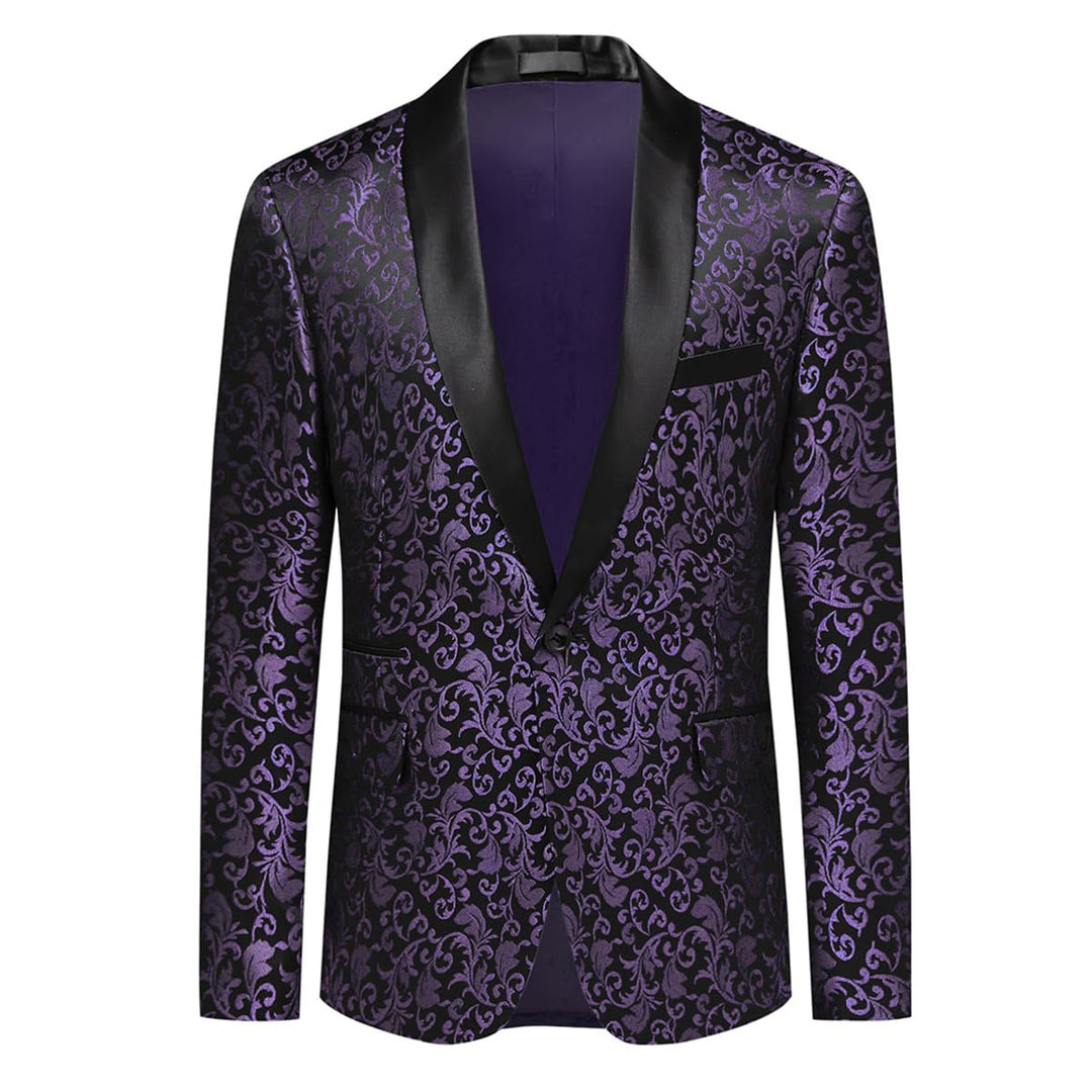 Allthemen Sakko Herren Slim Fit Jacquard Bunte Sakko Casual Blazer Glitzer Smokingjacke Anzugjacke f