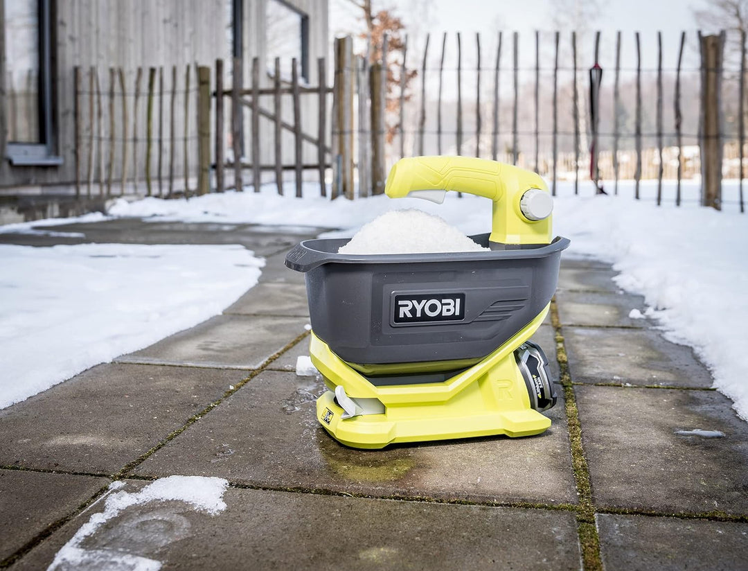 RYOBI 18 V ONE+ Akku-Universalstreuer OSS1800 (4 Liter Tank, Streubreite einstellbar (2,5 bis 3,5 m)