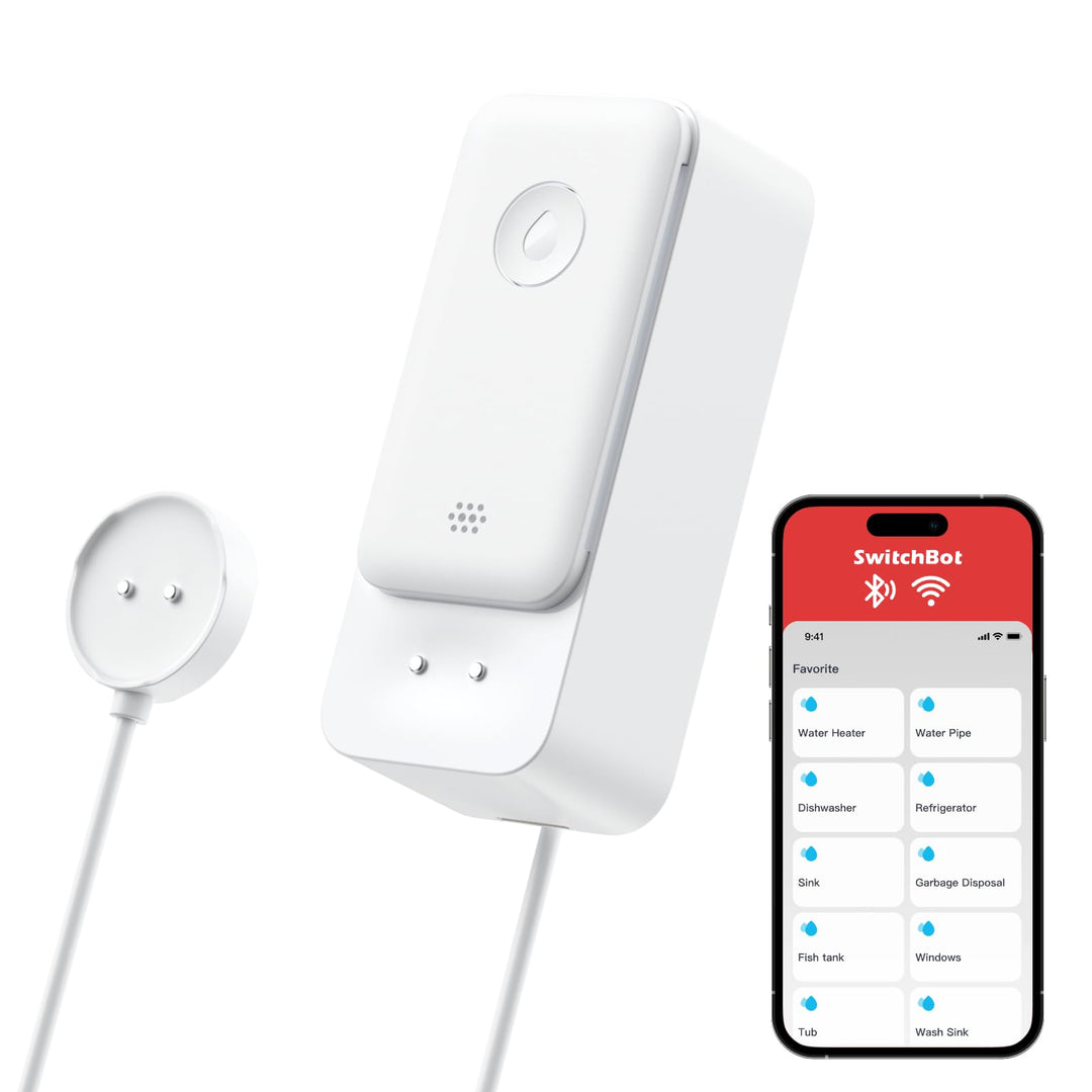 SwitchBot WLAN Wassermelder, Smart Wassersensor, 100dB einstellbarer Alarm & App-Benachrichtigung, I