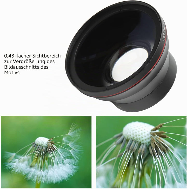 55 Mm 0,43 X Professionelles HD-Weitwinkel-Kameraobjektiv, Optisches Glasbeschichtungsobjektiv mit A