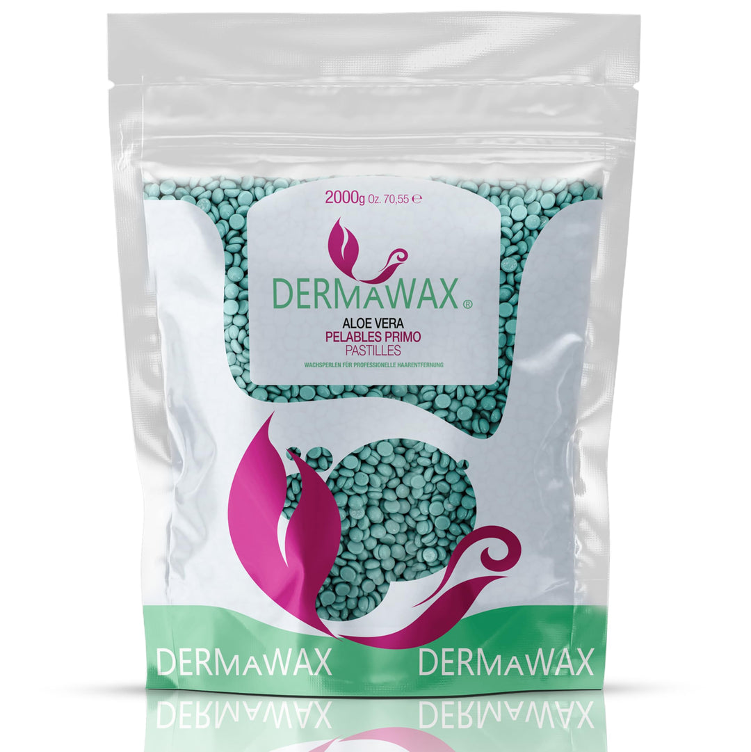 Dermawax 2 kg Aloe Vera Wachs Heisswachs Waxing Perlen Wachsperlen Wax Anwendung ohne Wachsstreifen