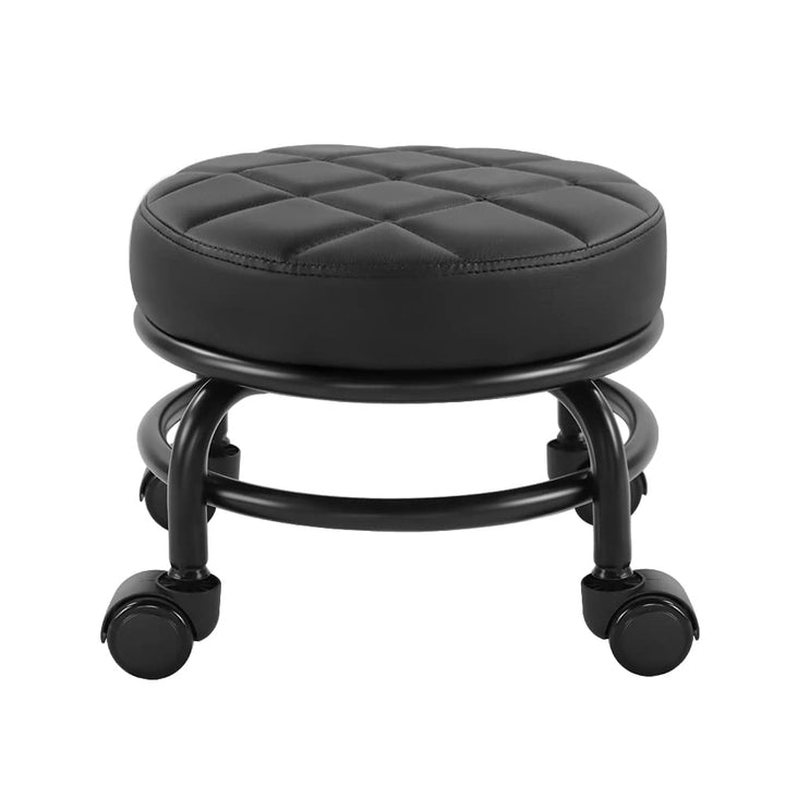FURWOO Rollsitz PU-Leder Niedriger runder Rollhocker Bodenhocker mit Universal-Rollen für Home Fitne