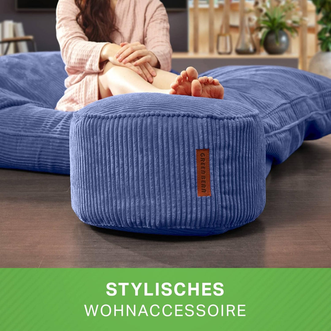 Green Bean® Indoor Sitzhocker Pouf 45x25cm EPS-Perlen Füllung & Cordstoff Kuschelig Weich Waschbar -