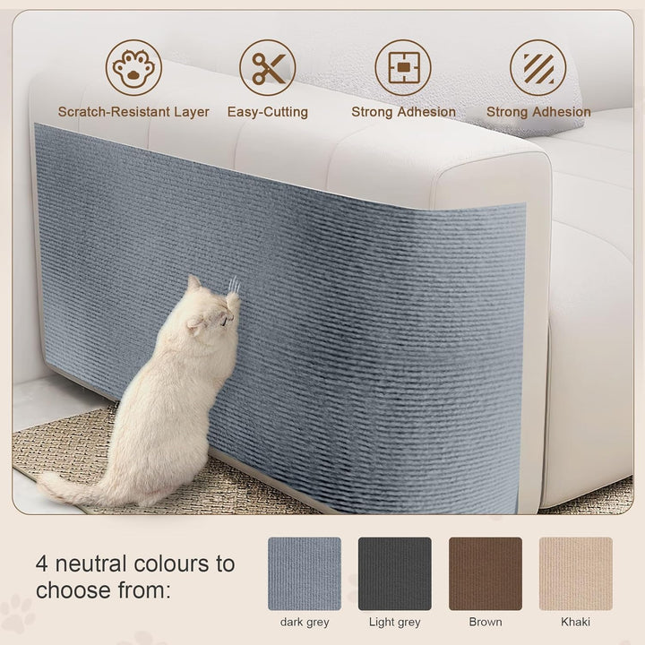 Kratzmatte Selbstklebend, 40cm x 400cm Kratzschutz Sofa Katze Selbstklebend, DIY Trimmbarer Kratzbre