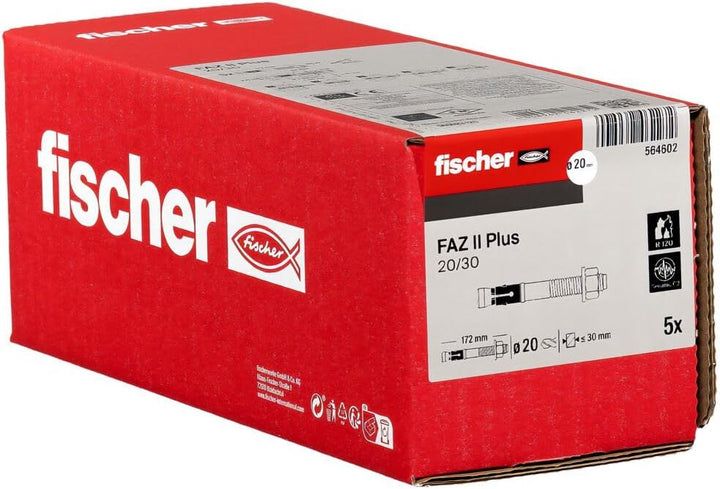 fischer Bolzenanker FAZ II Plus 20/30 gvz, Schwerlastanker mit hoher Tragfähigkeit, Ankerbolzen für